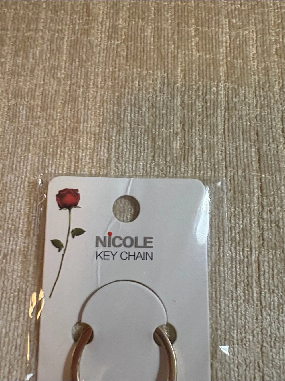 Nicole Gold-Tone Heart Keychain with Red Crystal Lip Accent